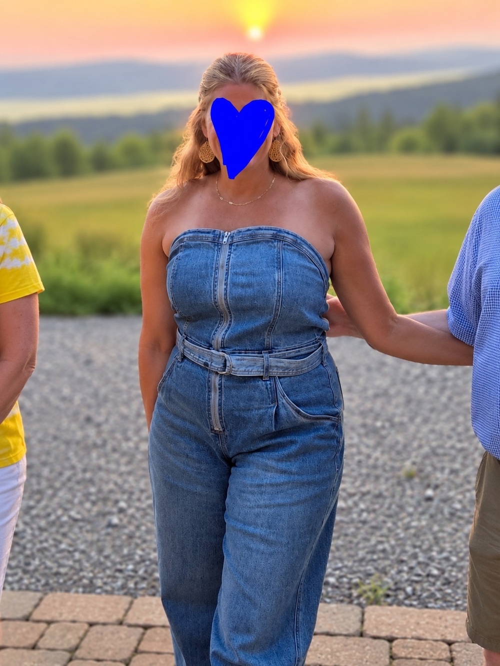 Strapless Denim Overalls Jumpsuit - Blue